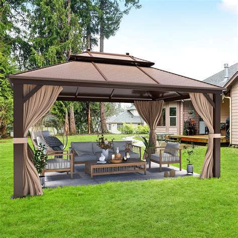 Yoleny Hardtop Gazebo Ft X Ft Aluminum Roof Netting Strong