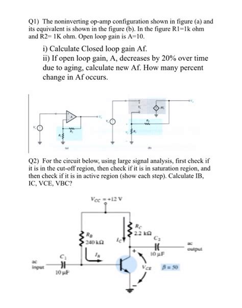 Solved Q1 The Noninverting Op Configuration Shown In Chegg