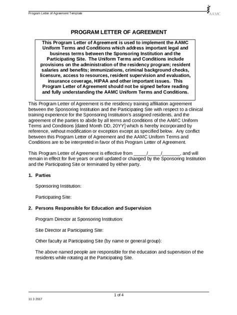 Affiliation Agreement And Program Letters Of Agreement Doc Template Pdffiller