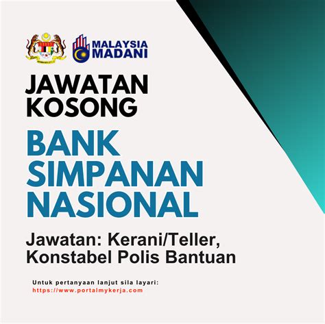 Jawatan Kosong Bank Simpanan Nasional Bsnambilan Mei 2024 My Kerja