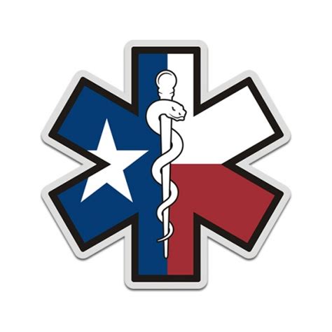 Texas State Flag Star Of Life Tx Emt Paramedic Ems Sticker Decal