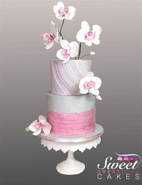 Pink Orchids Cake Decorated Cake By Sweet Creations Cakesdecor