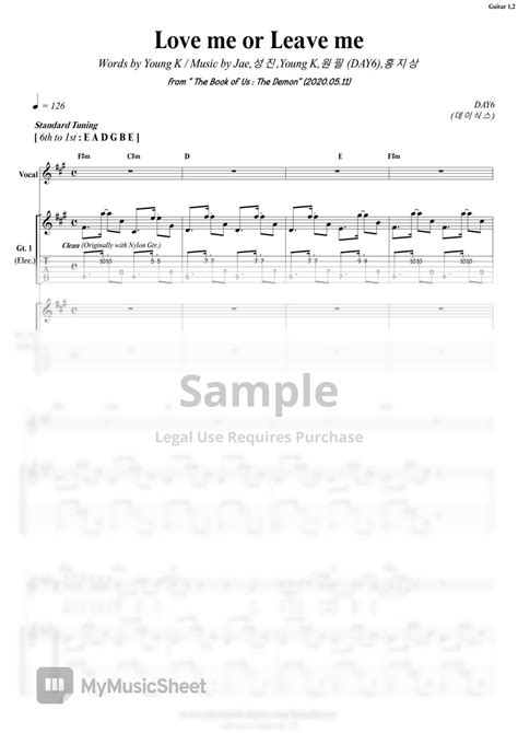 Day6 Love Me Or Leave Me Guitar Partitura