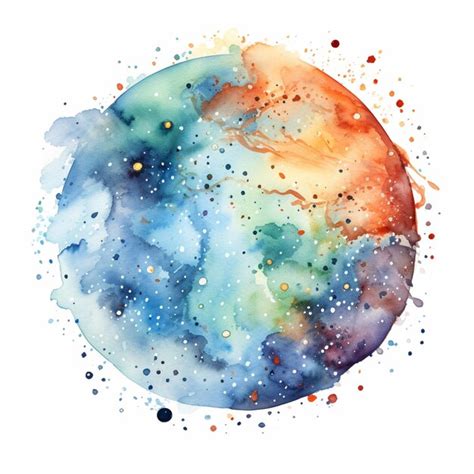 Premium Photo | There is a watercolor painting of a planet with a lot ...