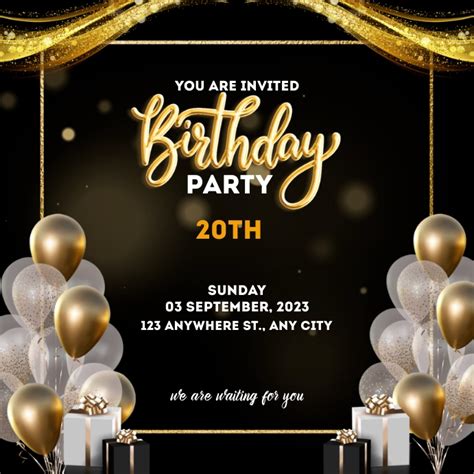 Black Gold Elegant Birthday Party Template Postermywall