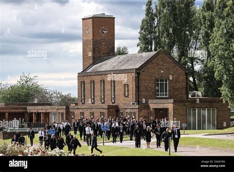 Mourners Leave The Chapel At Pontefract Crematorium After Rob Cbe