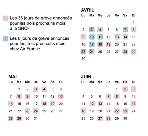 Sncf Air France Le Calendrier Des Grèves Annoncées Dans Les Transports