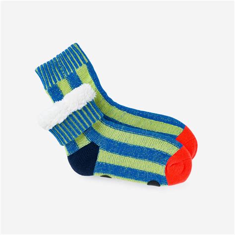 Big Stripe House Socks Cozy Indoor Fleece Lined Mens Womens Knitted