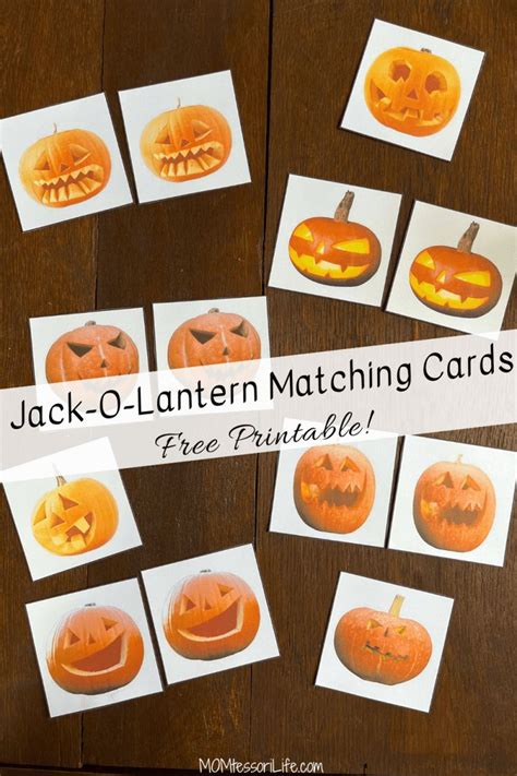 Jack O Lantern Matching Cards Free Printable Matching Cards Jack