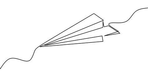 Paper Plane Continuous One Line Drawing Minimalism Vector Illustration