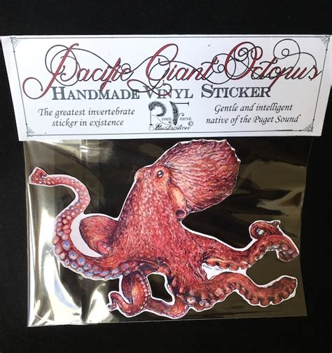 Octopus Sticker Vinyl Sticker Pacific Giant Octopus Etsy