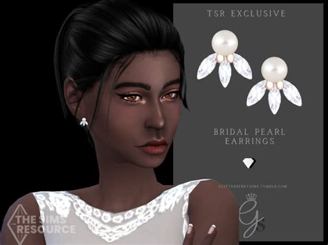 Sims Pearl Bridal Earrings By Glitterberryfly At Tsr The Sims Book