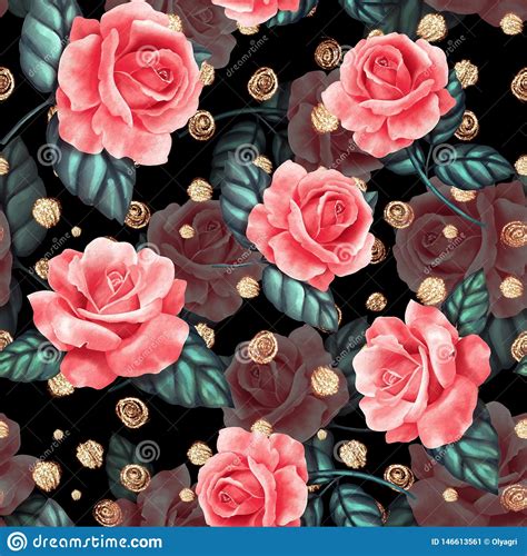 Teste Padr O Floral Sem Emenda Rosas Vermelhas Ilustra O Stock