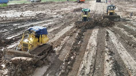 Amazing Bulldozer Moving Wetland For Filling Up In Water Area Machine