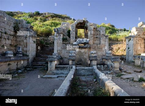 Turkey June 2008 Perga city Perge ancient city ancient site historic ruin ruins Hellenistic ...