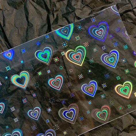 Holographic Heart Nail Art Stickers Decals Valentine Nail Temu