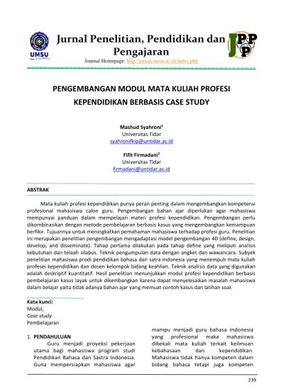 Pengembangan Modul Mata Kuliah Profesi Kependidikan Berbasis Case Study