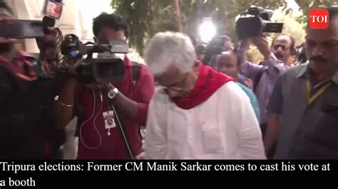 Tripura Elections Former Cm Manik Sarkar Arrives To Cast His Vote News Times Of India Videos