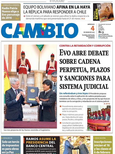 Cambio Bolivia Miércoles 04 De Enero De 2017 Infobae