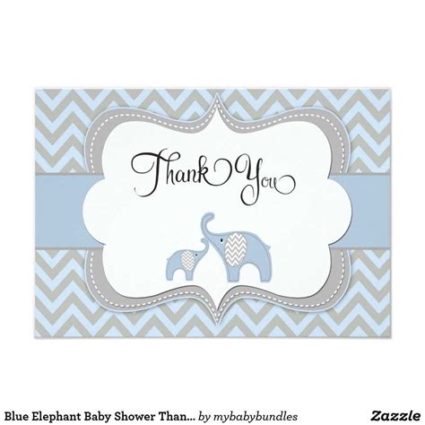 Blue Elephant Baby Shower Thank You Card Zazzle Mom Throughout