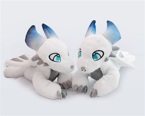 White Ice Dragon Kartus Plush Toy Cute Little Dragon With Wings And