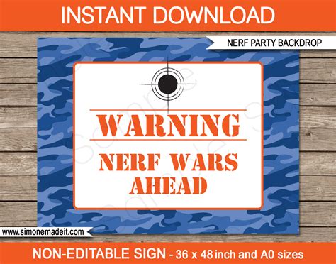 Nerf Birthday Party Backdrop Or Sign Nerf Party Decorations