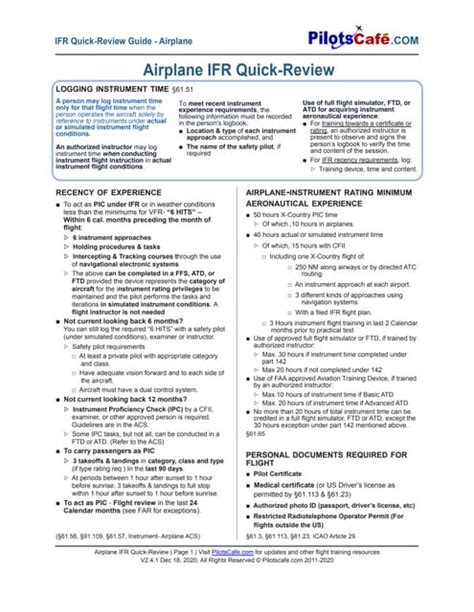 Ifr Quick Reviewsheets Pilot Cafe Pdf