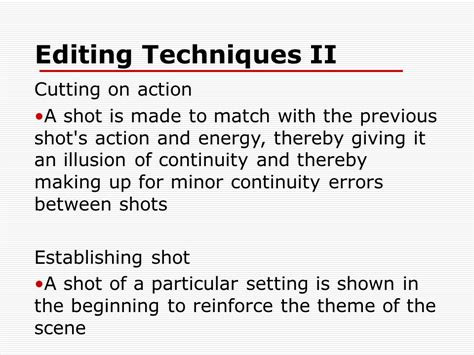 The Concepts and Techniques of Film Editing - 1031 Words | Presentation ...