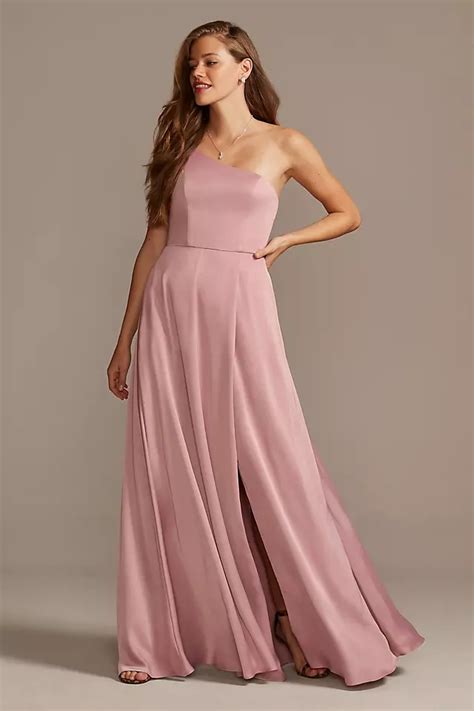 Crepe Back Satin One Shoulder Bridesmaid Dress Davids Bridal