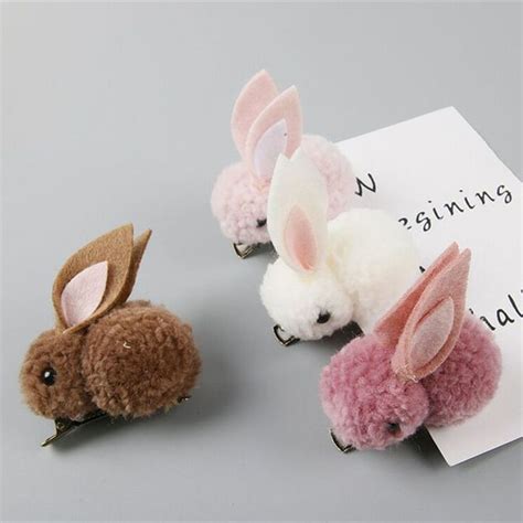 Cute Plush Rabbit Bunny Ears Kids Girl Hair Clips Bows Barrette ...
