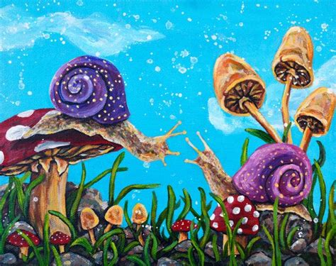 Original Acrylic Snail Painting Meeting Place Snail Painting Painting School Painting