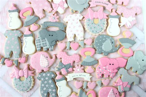 Elephant Themed Baby Girl Shower Decorated Cookie Collection CookieCrazie