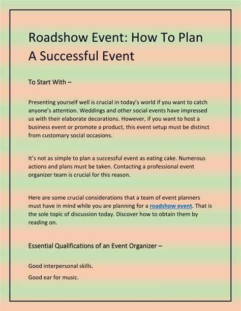 Ppt Roadshow Event How To Plan A Successful Event Powerpoint