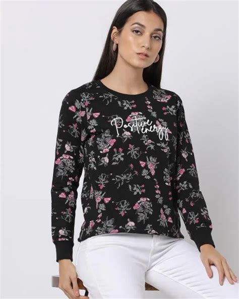 Buy Floral Print Crew Neck Sweatshirt Online At Best Prices In India Jiomart