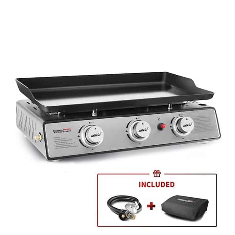 Royal Gourmet 24 in. 3-Burner Portable Table Top Propane Gas Grill Griddle in Black PD1301S ...