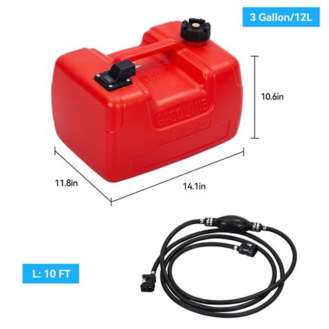 Pinypikaka Marine Fuel Tank Outboard Marine Portable Fuel Tank With Fuel Line Red