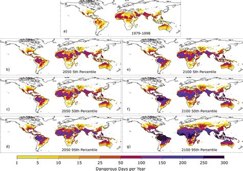 Projections Of Dangerous Heat Index Values A Shows The Average Number