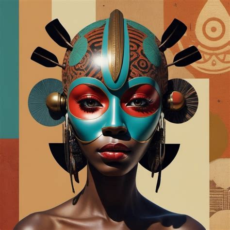 Retro Futuristic Woman With African Mask Stable Diffusion Online