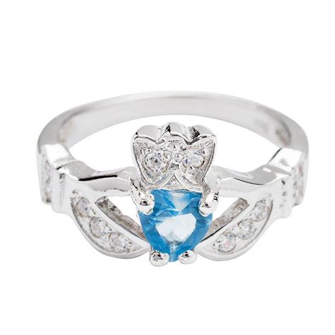 Birthstone Claddagh Ring With Crystal Hands Claddaghrings