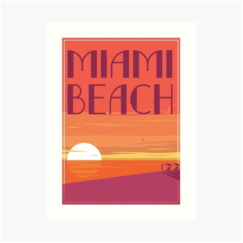 Miami Beach Art Deco Art Print by MclaughlinGifts | Beach art deco ...