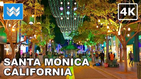 4K Downtown Santa Monica California At Night Walking Tour From 3rd