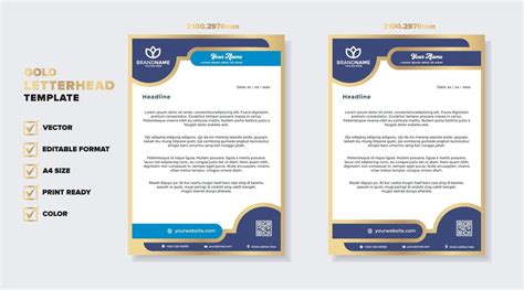 Luxury Golden Letterhead Design Template For Stationary For Business