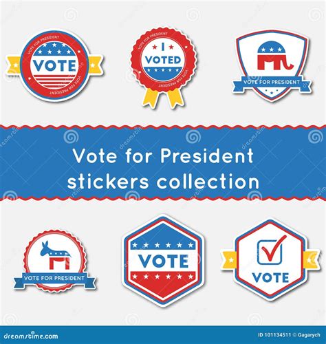 Vote For President Stickers Set Editorial Photo Illustration Of