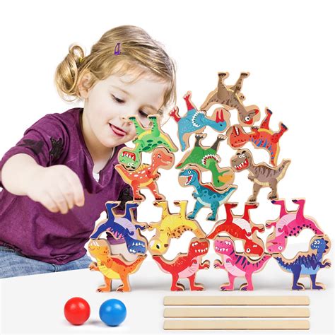 Buy Dinosaur Stacking Toys For Kids Fdtek Montessori Wooden Dinosaur