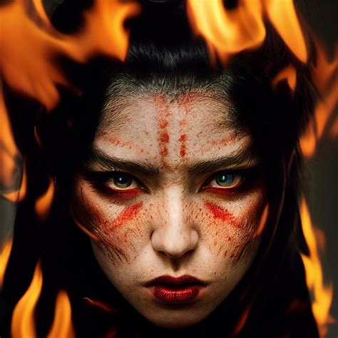 Premium Photo Witch Woman With Fire Fantasy Portrait