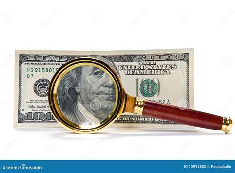 Dollars With Magnifying Glass Stock Photo Image Of Isolated