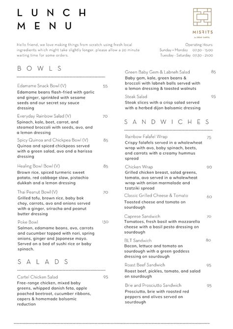 Menu at Misfits by Ideas Cartel restaurant, Cape Town