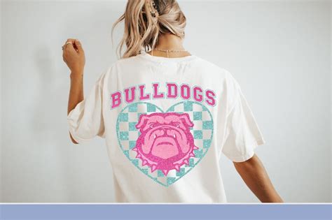 Preppy Bulldog Mascot Png Pink Bulldog High School Mascot Sublimation