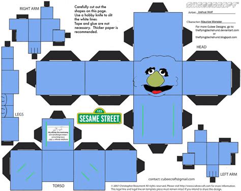 Maurice Monster Paper Toy Free Printable Papercraft Templates