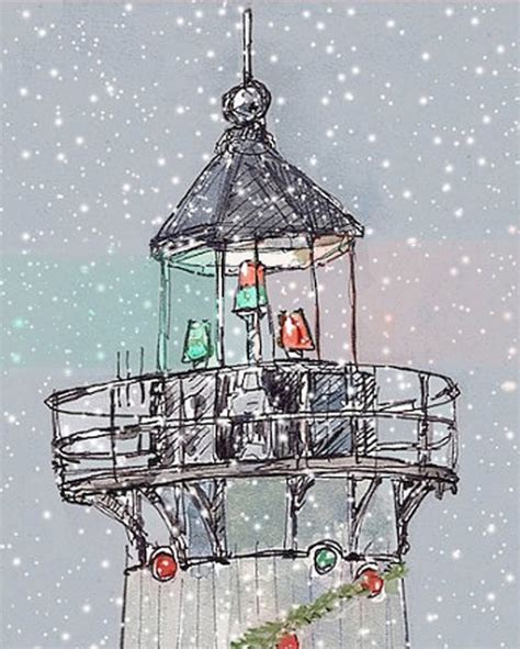 Christmas Lighthouse Landscape Painting of Beautiful New England ...